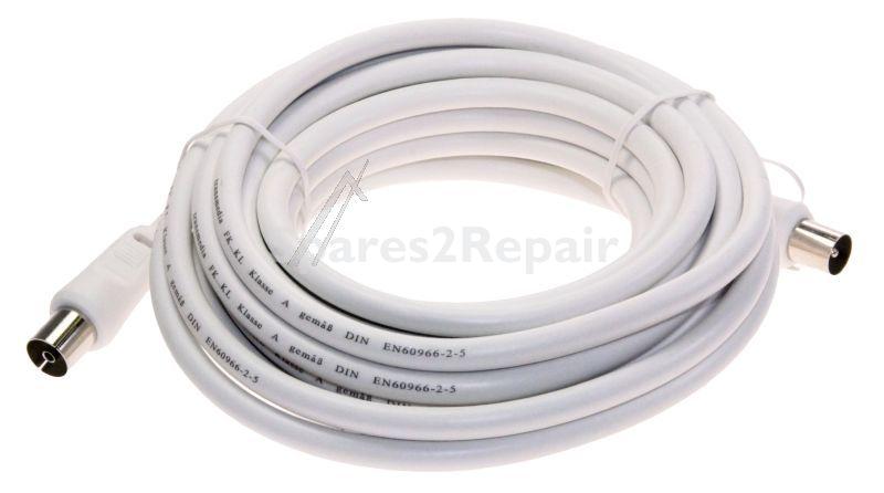 White 100hz Coaxial Cable - Coax Socket - Plug Cable 5,0m Class:a