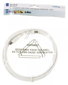 Axing Aerial Connecting Cable - Bak 250-90 9,5 Mm Coaxial Plug- 9,5 Mm Coaxial Socket, Iec Lead 2.5m