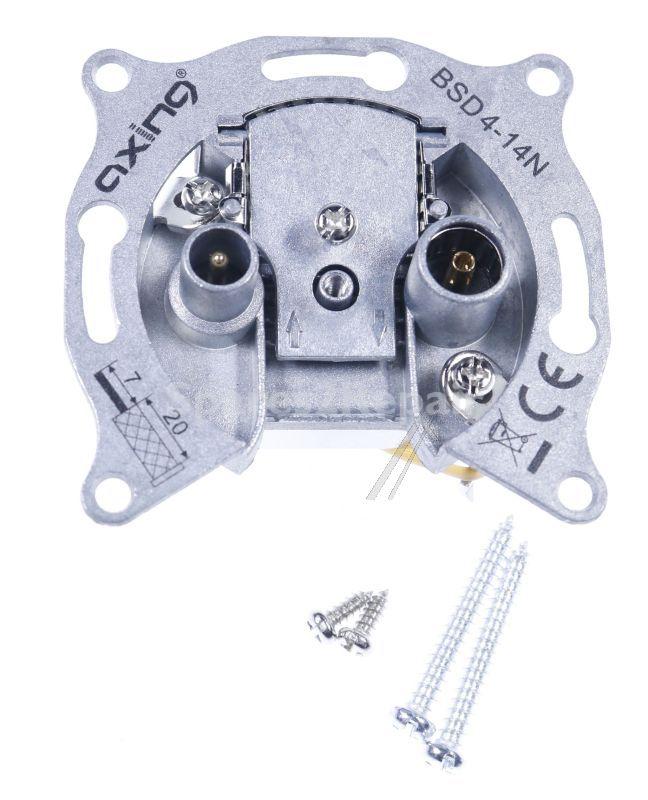 Axing Aerial Outlet Sockets - Bsd 4-14n Bsd00414n Catv Antenna Socket 51006mhz Through Socket With 14db Connection Attenuation Return Channel Capable 565mhz Surface Finis