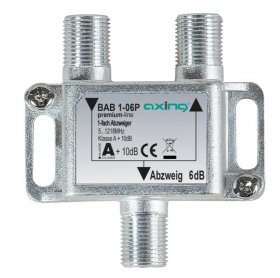 Axing Aerial Distributor 1-way - Abzweiger, 1-fach, 6 Db, 5-1218 Mhz, F-buchse, Premium-line