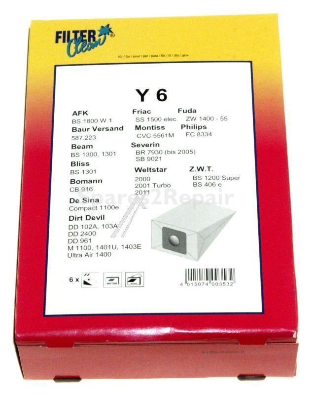 Filterclean Vacuum Cleaner Bags - Y6 000127-k 6pcs Dust Bags