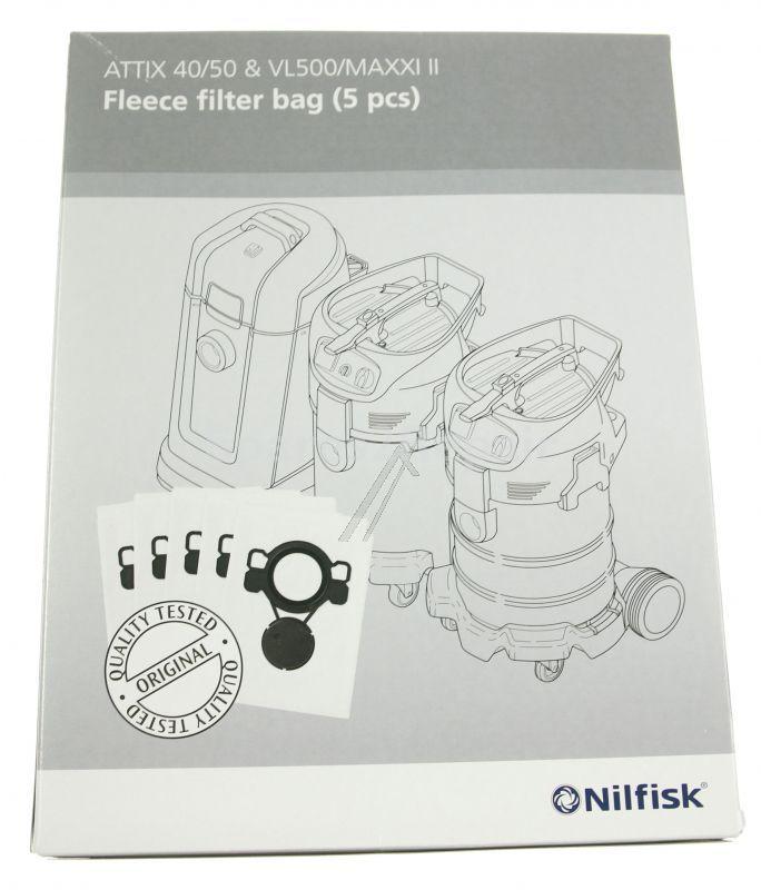Nilfisk Vacuum Cleaner Bags - 107419592 Fleece Filter Bag 5 Pcs Attix 40-50
