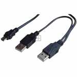 Com 2x Type A Plug/mini Usb Plug - Usb-y Lead 2xusb-a - Mini Usb-(5p) Plug, 1,0m