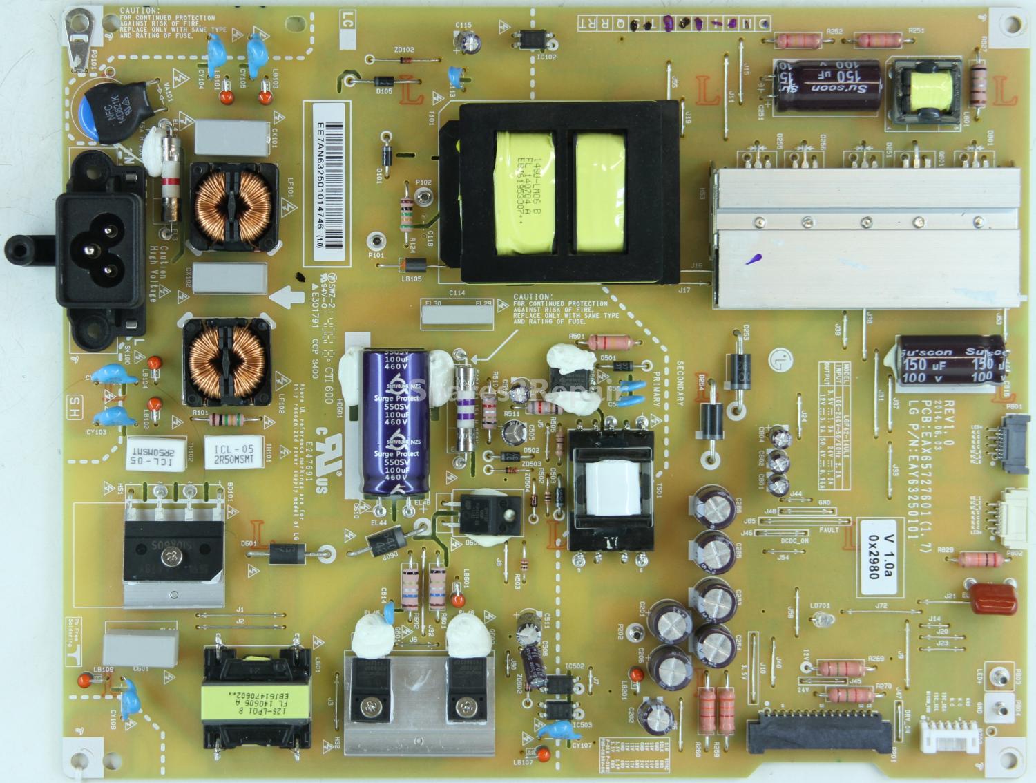 LG 42UB820V - PSU - EAY63250101 - EAX65727601(1.7) - REV1.0 - LGP42-14UL6