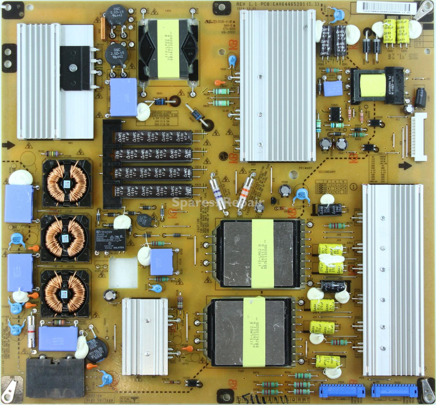 LG 42WX30MW - Power Supply - EAY62169602 REV 1.1 - EAX64465201(1.1) - LGP4247-11SPH