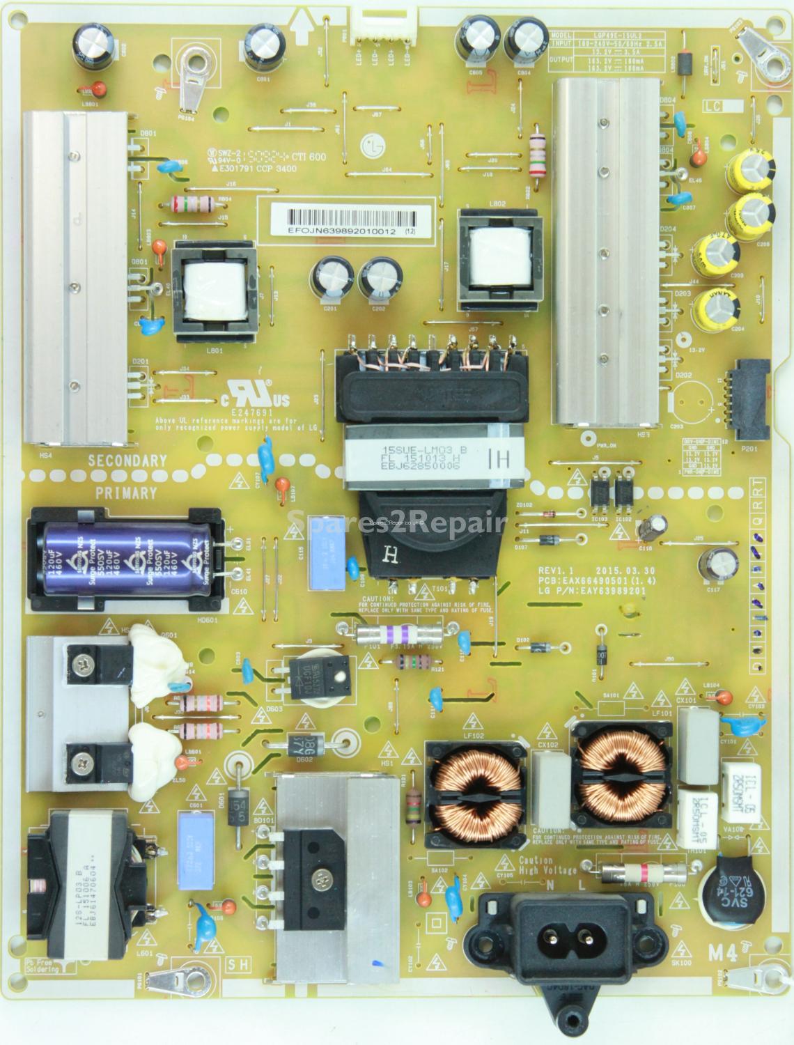 LG 49UF680V-ZA - PSU - EAY63989201 - REV1.1 - EAX66490501(1.4) - LGP49E-15UL2