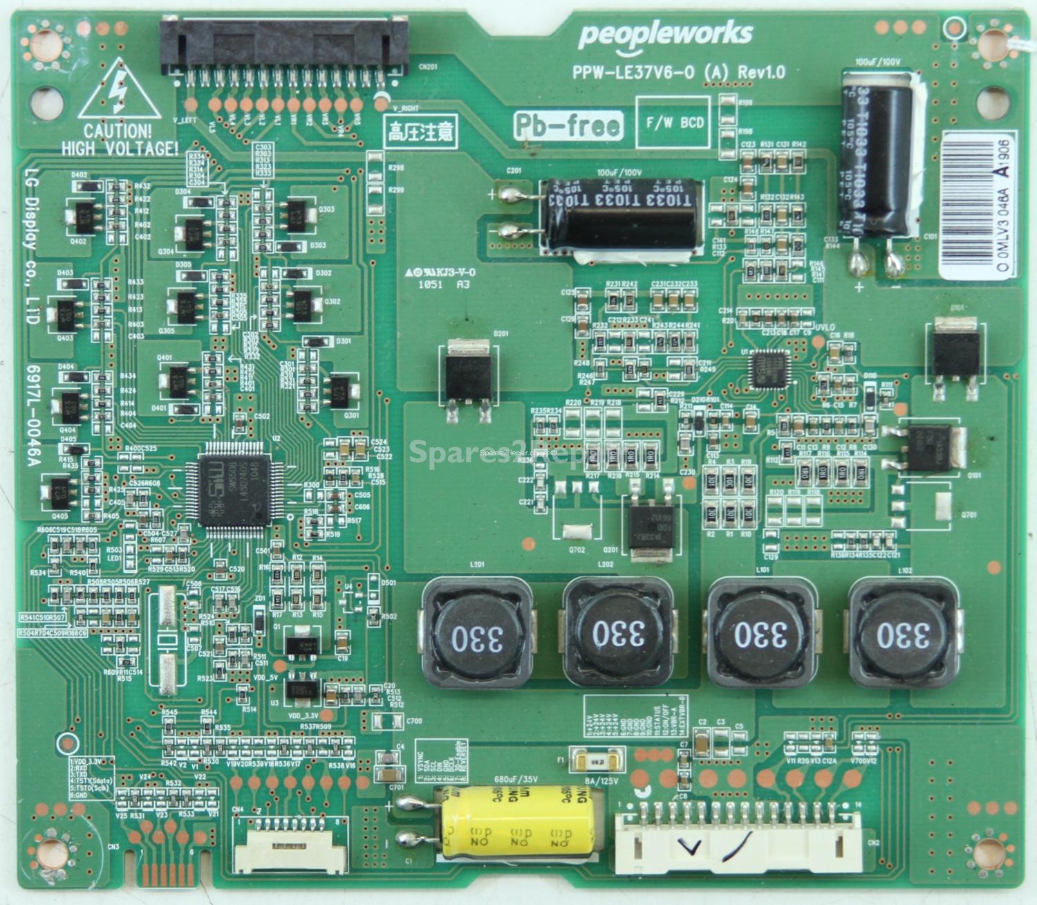 LG 37LV550T - LED Driver Board - 6971L-0046A - PPW-LE37V6-0 (A) - Rev1.0