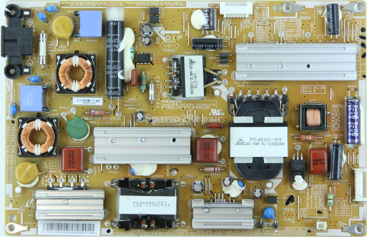 Samsung UE46D5520 - Power Supply - BN44-00422A - Rev1.2 - PD46A0_BSM - PSLF121A03A