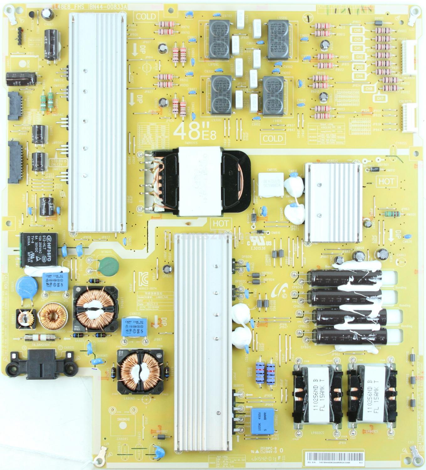 Samsung UE48JS8500 - Power Supply - BN44-00833A - REV:1.3 - HU10123-15074 - L48E8_FHS