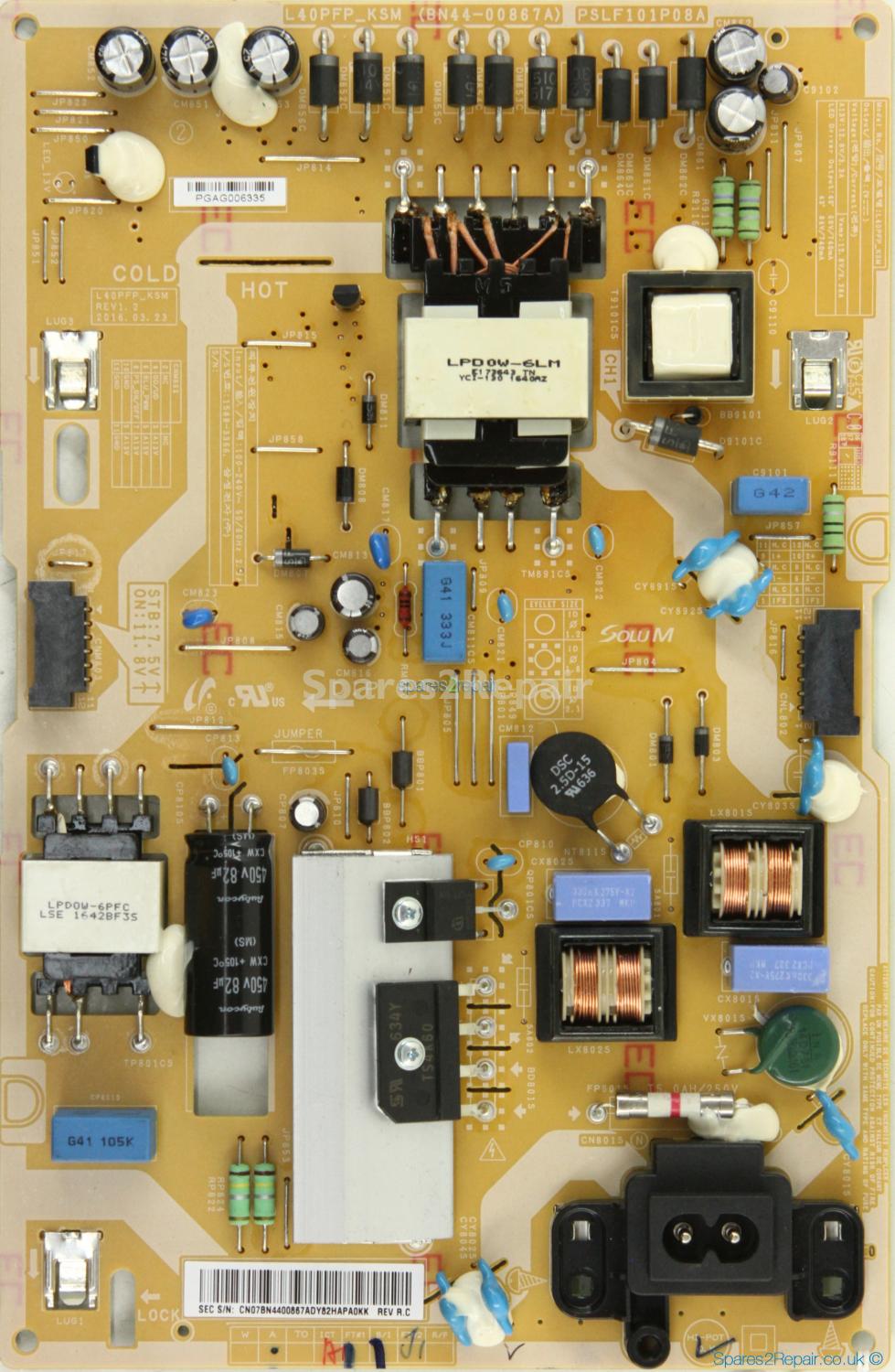 Samsung UE40K5100AK - Power Supply - BN44-00867A - REV1.2 - PSLF101P08A - L40PFP_KSM