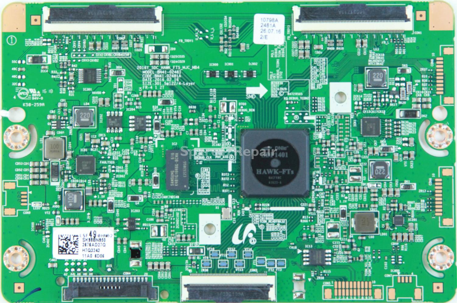 Samsung UE49K6300AK - T-Con - BN97-10798A - BN95-02676A - BN41-02481A - LSF490HN02 - 2016Y_SDC_HAWK_FTS_MJC_MB4