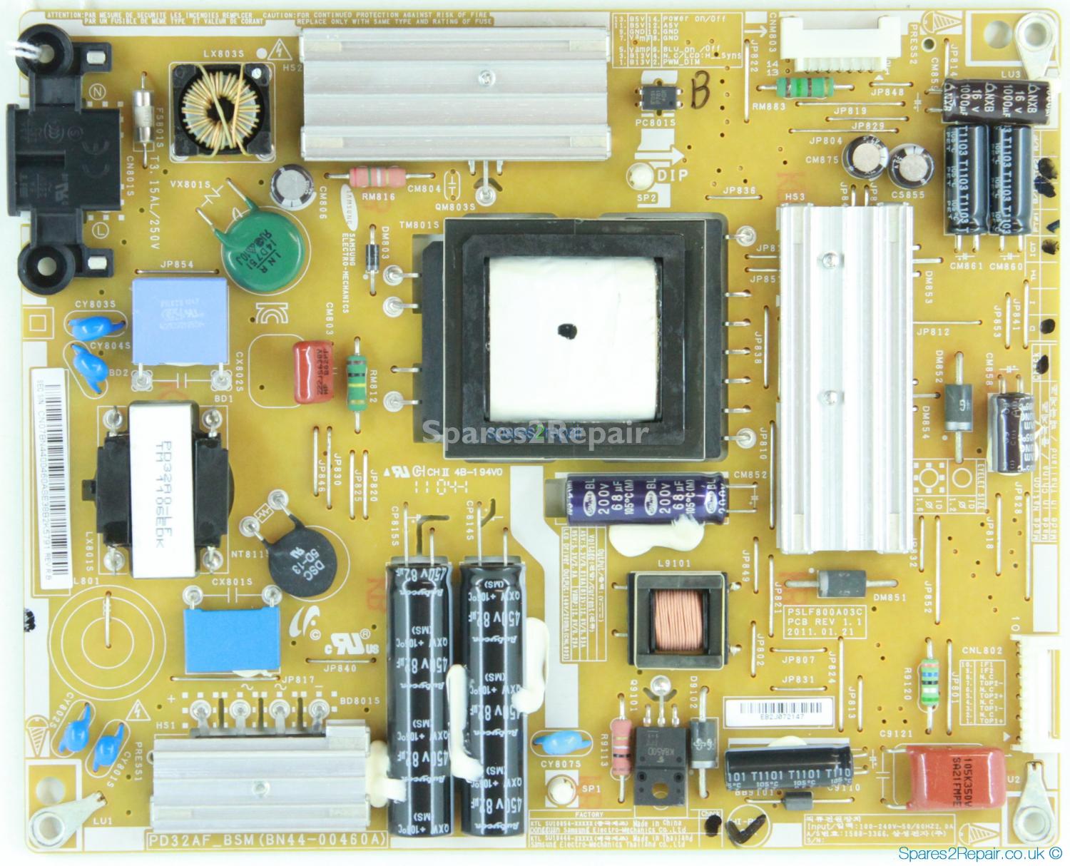 Samsung UE32D5520RK - Power Supply - BN44-00460A - REV 1.1 - PSLF800A03C - PD32AF_BSM