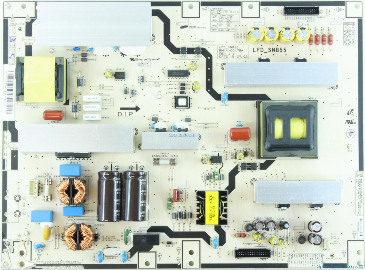 Samsung LH55UDEHLBB/EN - PSU - BN44-00478A - REV:1.1 - LFD_SNB55 - PSLF251503L